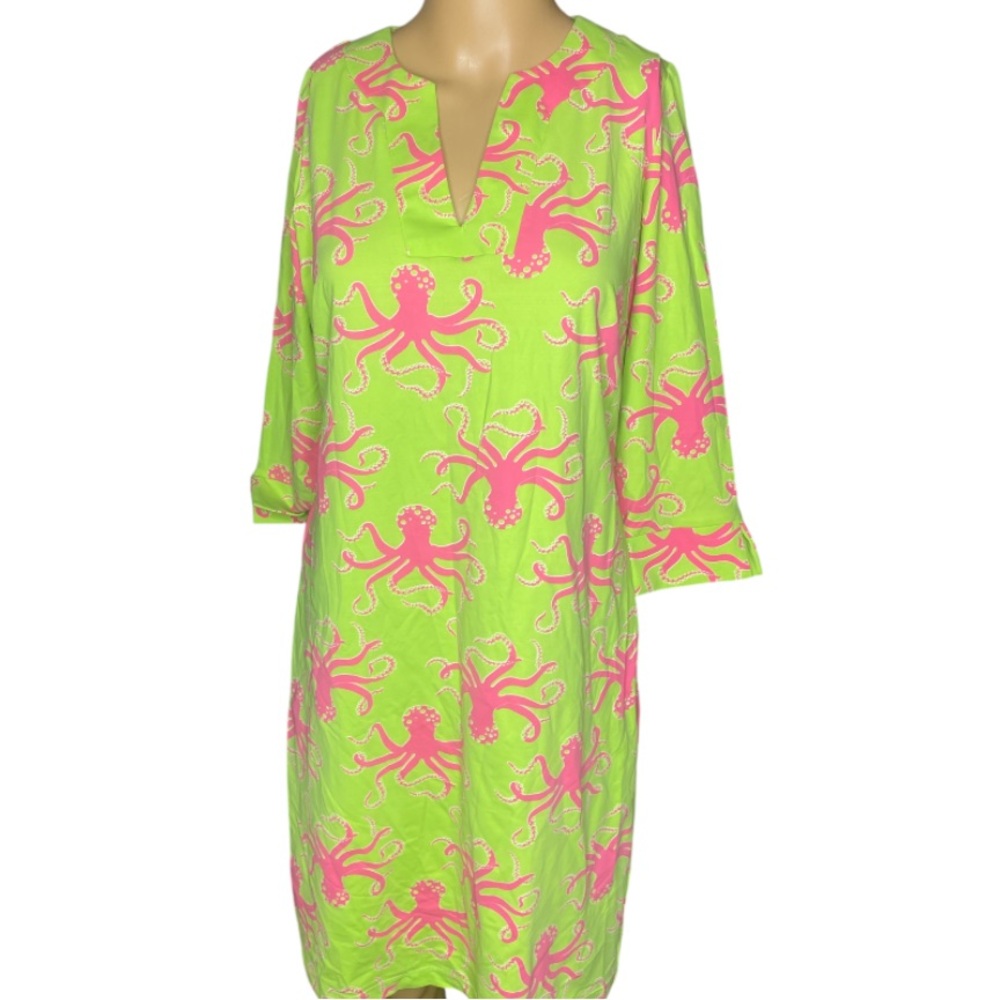 KATHERINE WAY
3/ Sleeve Dress Size Green and Pink Octopus Print Dress S